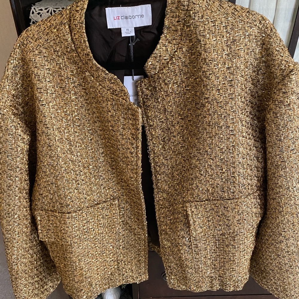 Liz Claiborne Women's Gold Tweed Blazer
